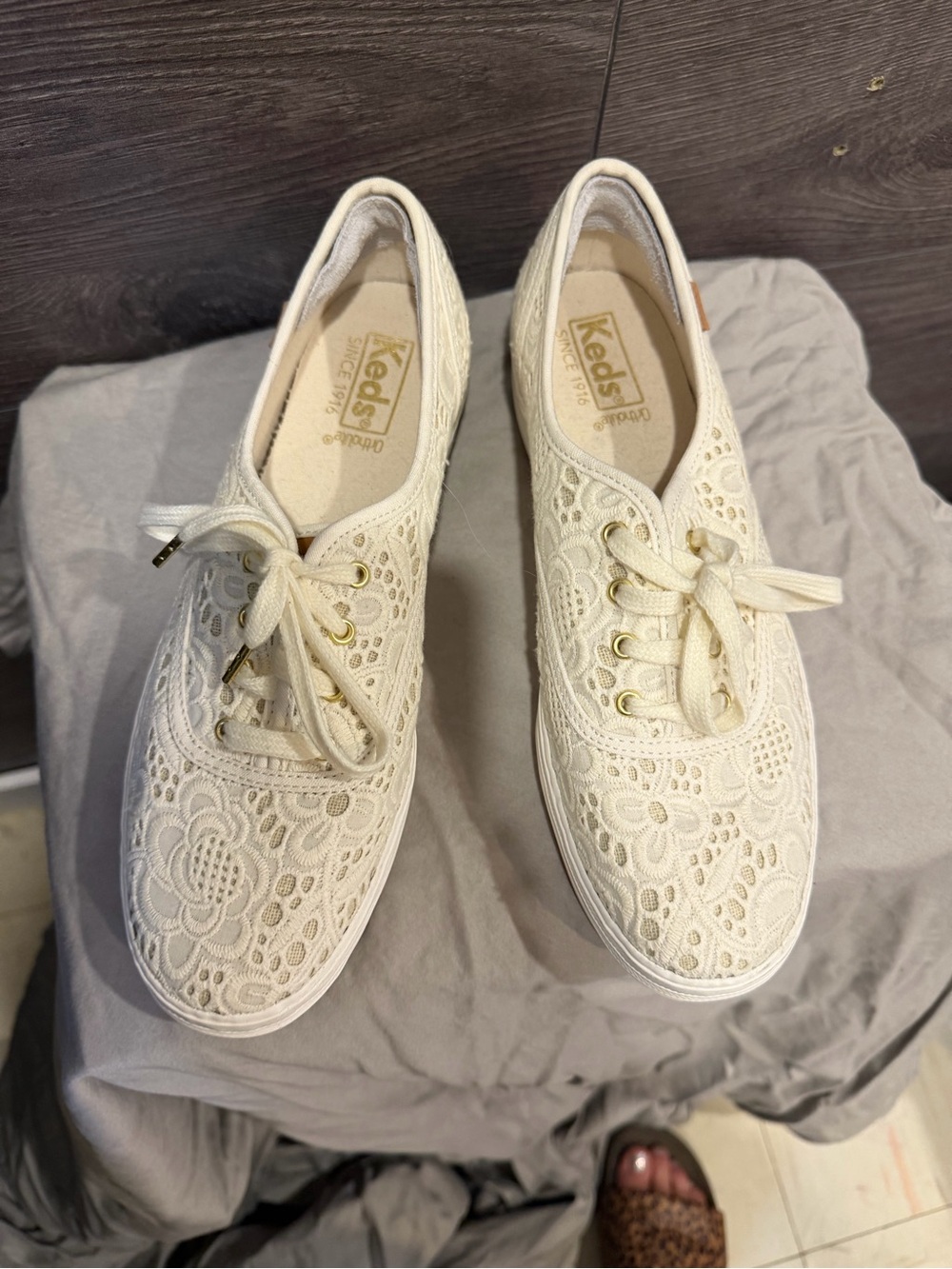 Keds Women’s Cream Lace Crochet Sneakers